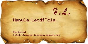 Hanula Letícia névjegykártya
